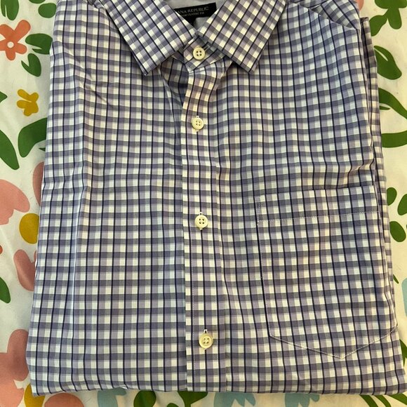 Full Cotton Classic Purple Plaid Button Down // Banana Republic Men's Size L - Picture 5 of 7